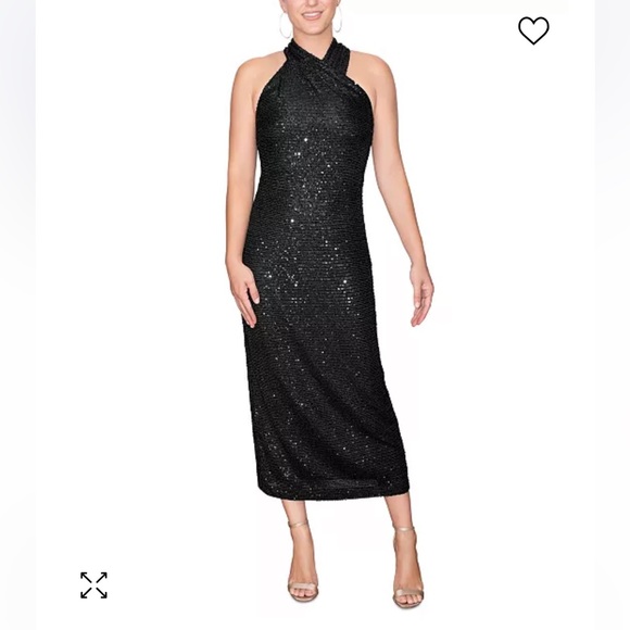 Black sequin midi dress - Picture 1 of 4